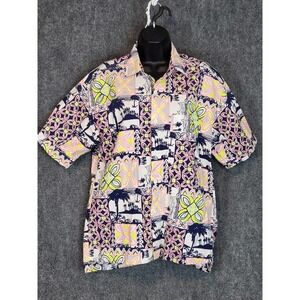Brittania Men's Short Sleeve‎ Button Up Shirt Palm Tree Print Casual Sz L Resort